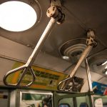 Emergency handles in subway car