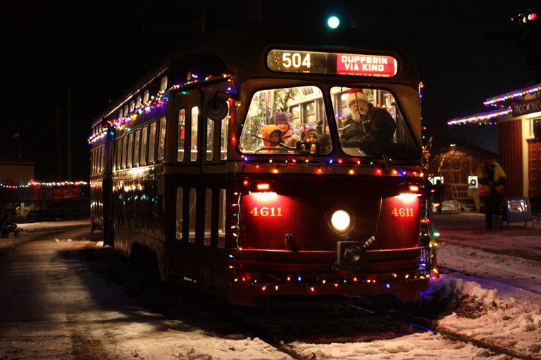 Streetcar with Christmas Lights